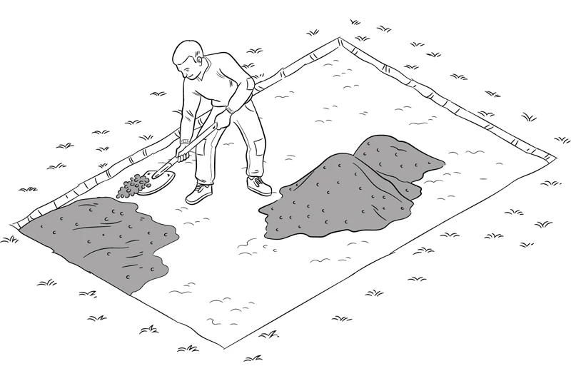 Schets voor het aanbrengen van de split.