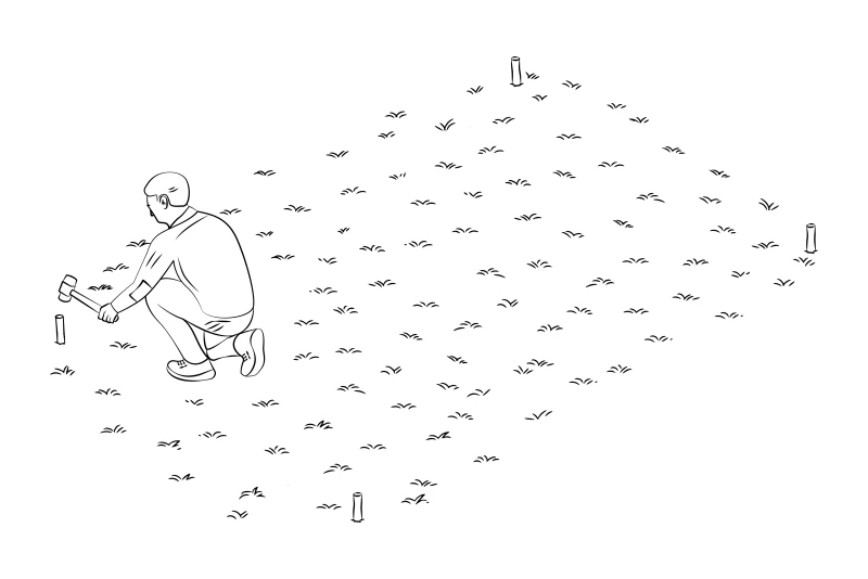 Schets voor het afbakenen van het terras.