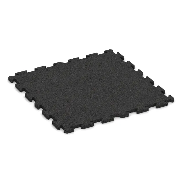 Fitness-Bodenschutzmatte HD von WARCO im Farbdesign Anthrazit mit den Abmessungen 1000 x 1000 x 30 mm. Produktfoto von Artikel 3330 in der Aufsicht von schräg vorne.