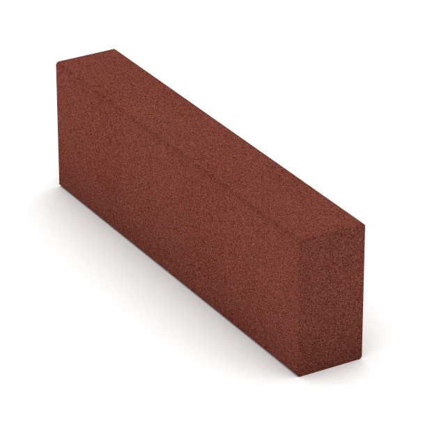 Blockstufe aus Gummigranulat von WARCO im Farbdesign Ziegelrot mit den Abmessungen 100 x 30 x 15 cm. Produktfoto von Artikel 7029 in der Aufsicht von schräg vorne.