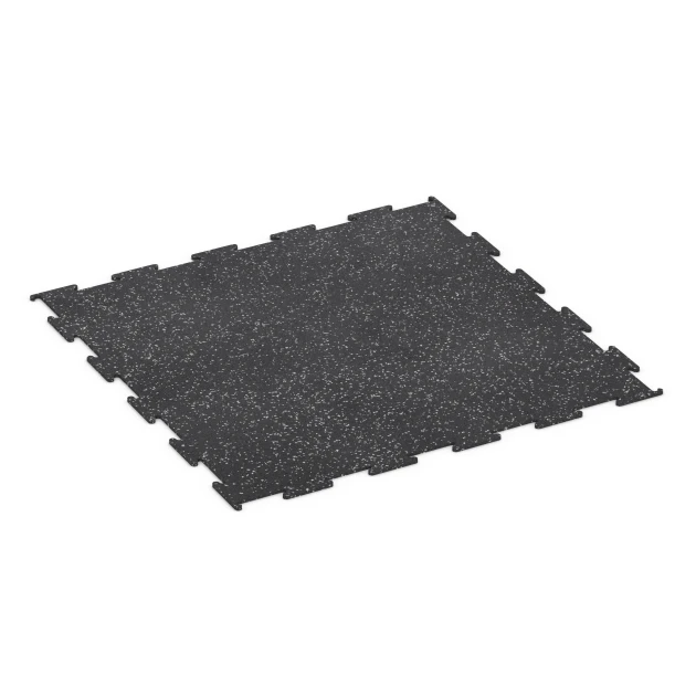 Fitnessboden Kompakt von WARCO im Farbdesign Leicht Grau Gesprenkelt mit den Abmessungen 100 × 100 × 0,8 cm. Produktfoto von Artikel 6452 in der Aufsicht von schräg vorne.