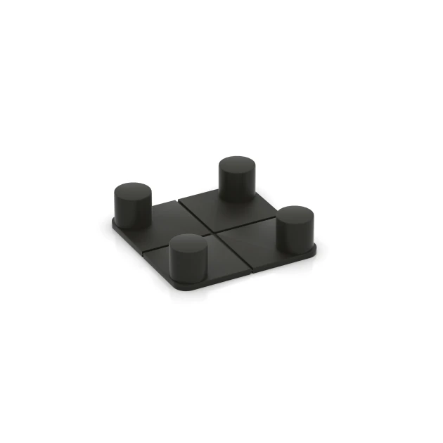 Plattenklammer von WARCO im Farbdesign Mattschwarz mit den Abmessungen 50 x 50 mm – 8 mm. Produktfoto von Artikel 6121 in der Aufsicht von schräg vorne.