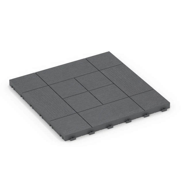 Tafelmuster – Klickfliese von WARCO im Farbdesign Silbergrau mit den Abmessungen 38,5 x 38,5 x 2 cm | 0,15 m². Produktfoto von Artikel 6237 in der Aufsicht von schräg vorne.
