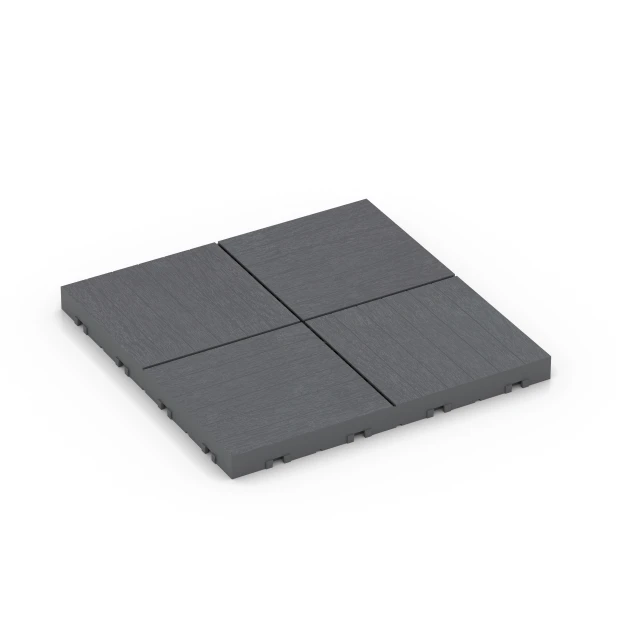 Mosaik – Klickfliese von WARCO im Farbdesign Silbergrau mit den Abmessungen 30 x 30 x 2 cm. Produktfoto von Artikel 6349 in der Aufsicht von schräg vorne.