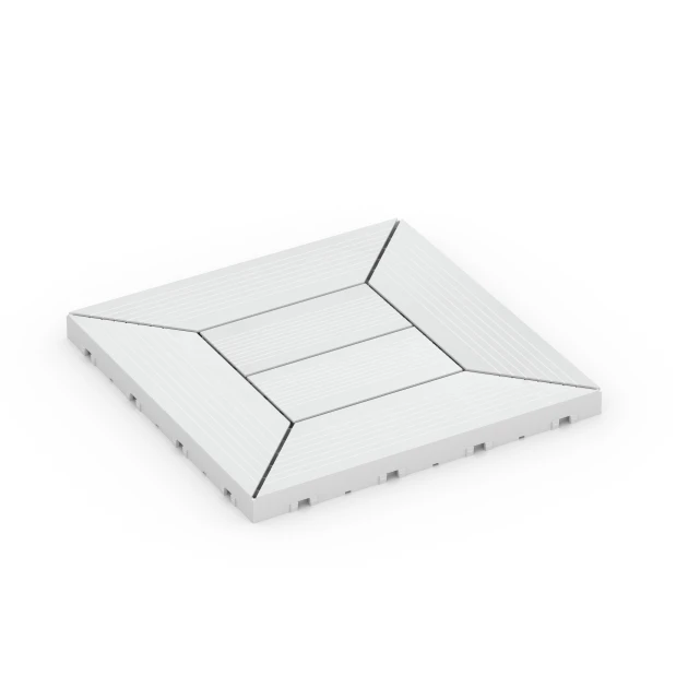 Motif à caissons – Dalle clipsable de WARCO en couleur Craie au format 30 x 30 x 2 cm. La photo de l’article 6352 dans la vue complète de face.