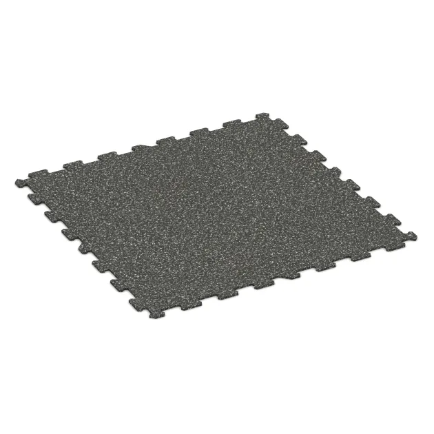 Fitnessvloer Compact von WARCO im Farbdesign Donkergrijs Graniet mit den Abmessungen 970 x 970 x 8 mm. Produktfoto von Artikel 1019 in der Aufsicht von schräg vorne.