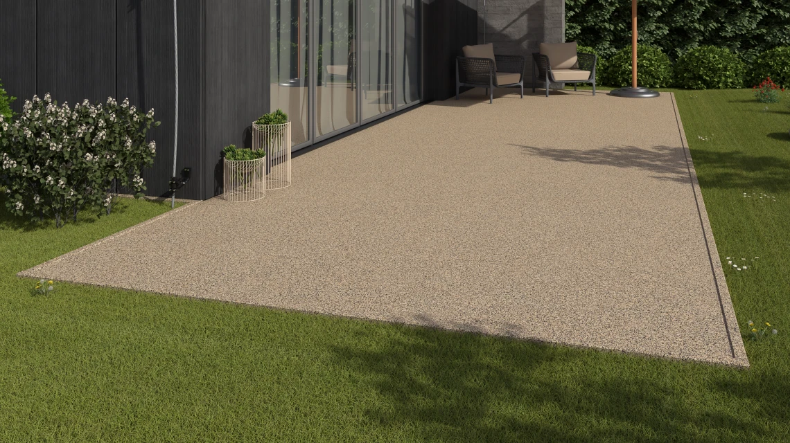 Beispielhafte Verlegung für den Artikel 3735 von WARCO - Balkon-kliktegel, Farbton Travertin in der Abmessung 30,6 x 30,6 x 2 cm | 0,094 m².