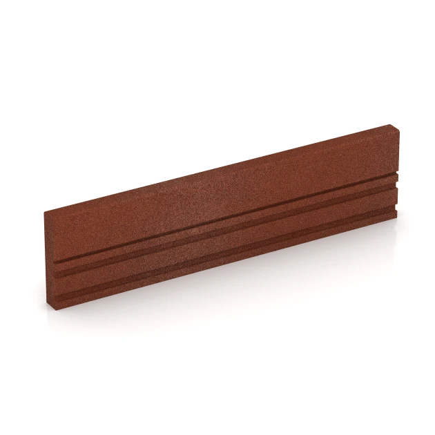 Gummi-Tiefbord von WARCO im Farbdesign Ziegelrot mit den Abmessungen 100 × 5 × 25 cm. Produktfoto von Artikel 3785 in der Aufsicht von schräg vorne.