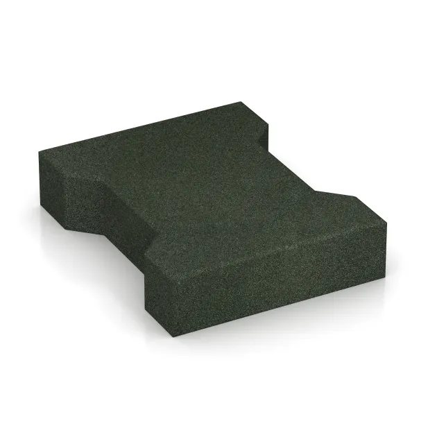 Rubber H-tegel von WARCO im Farbdesign Grasgroen mit den Abmessungen 200 x 165 x 43 mm. Produktfoto von Artikel 5267 in der Aufsicht von schräg vorne.