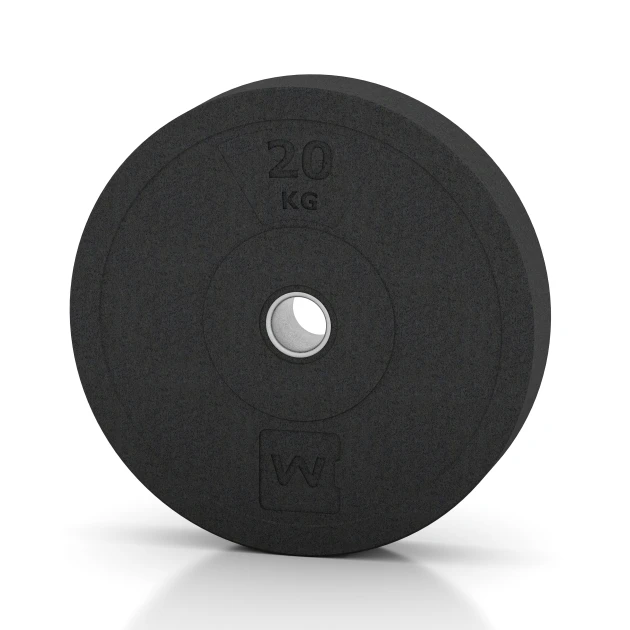 Bumper Plate Slim von WARCO im Farbdesign Antraciet mit den Abmessungen 20 kg | ø 45,4 x 8,61 cm. Produktfoto von Artikel 6089 in der Aufsicht von schräg vorne.