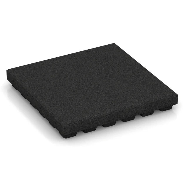 Rubberen speelplaatstegels von WARCO im Farbdesign Antraciet mit den Abmessungen 50 x 50 x 7 cm | 0,25 m². Produktfoto von Artikel 6295 in der Aufsicht von schräg vorne.