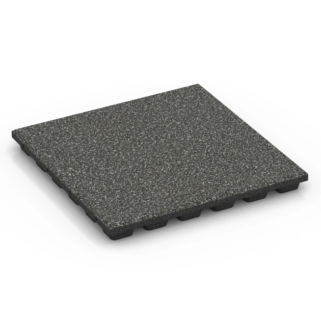 Rubberen speelplaatstegel – 160 cm von WARCO im Farbdesign Donkergrijs graniet mit den Abmessungen 50 x 50 x 4,8 cm. Produktfoto von Artikel 6431 in der Aufsicht von schräg vorne.