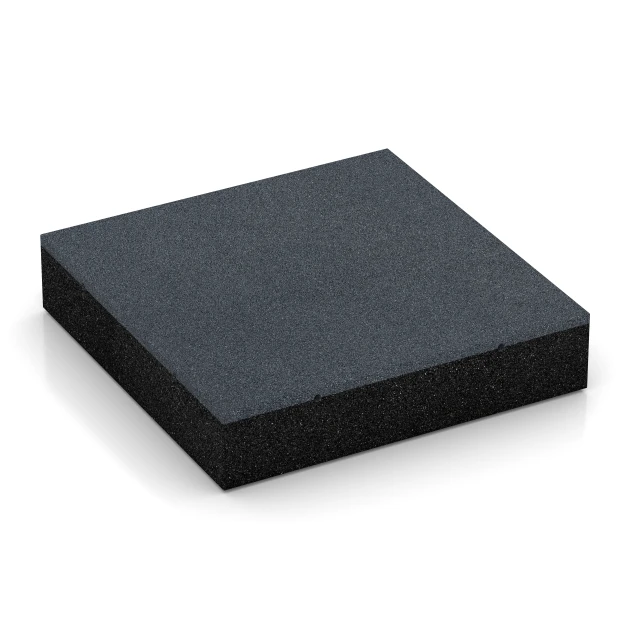 Rubberen speelplaatstegels von WARCO im Farbdesign Leisteengrijs mit den Abmessungen 50 x 50 x 11 cm. Produktfoto von Artikel 6230 in der Aufsicht von schräg vorne.