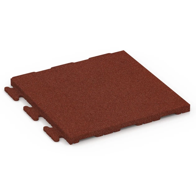 Rubber terrastegel Linea von WARCO im Farbdesign Baksteenrood mit den Abmessungen 50 x 50 x 3 cm | 0,25 m². Produktfoto von Artikel 7053 in der Aufsicht von schräg vorne.