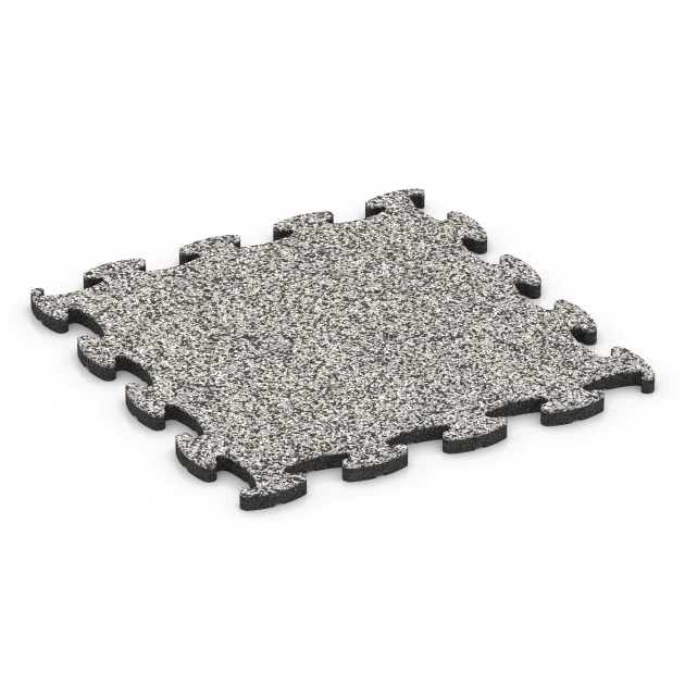 Fitness Active vloertegel von WARCO im Farbdesign Grijs graniet mit den Abmessungen 44,6 x 44,6 x 1,8 cm. Produktfoto von Artikel 6824 in der Aufsicht von schräg vorne.