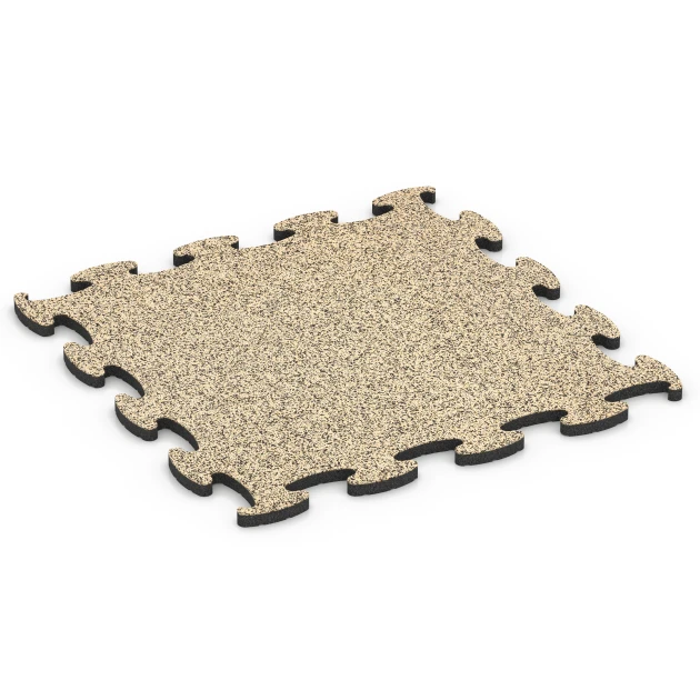 Fitness Active vloertegel von WARCO im Farbdesign Travertin mit den Abmessungen 98 x 98 x 2,8 cm. Produktfoto von Artikel 6856 in der Aufsicht von schräg vorne.