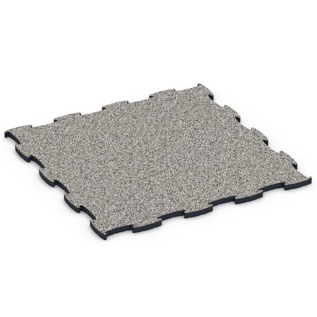 Fitness Max Floor System von WARCO im Farbdesign Grauer Granit mit den Abmessungen 97,1 x 97,1 x 2,8 cm. Produktfoto von Artikel 6887 in der Aufsicht von schräg vorne.