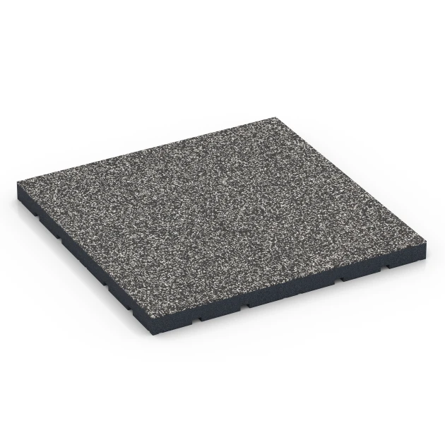 Outdoor-Fitnessboden von WARCO im Farbdesign Dunkelgrauer Granit mit den Abmessungen 60 x 60 x 4 cm | 0,36 m². Produktfoto von Artikel 7141 in der Aufsicht von schräg vorne.