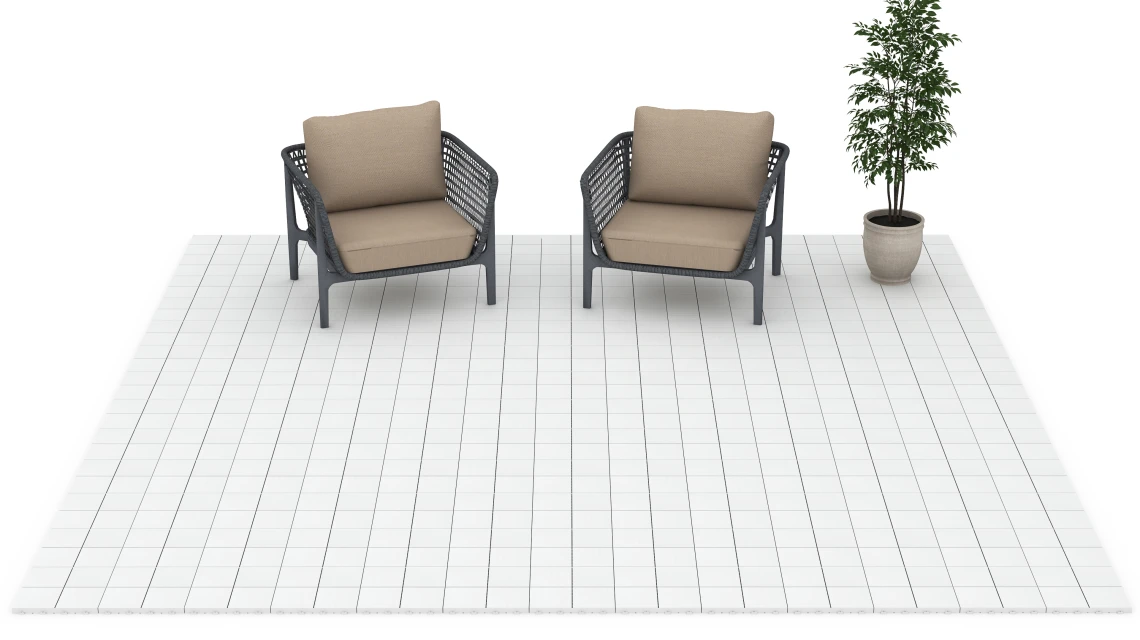 Beispielhafte Verlegung für den Artikel 6353 von WARCO - Mozaïek – Vlondertegel, Farbton Krijt in der Abmessung 30 x 30 x 2 cm.