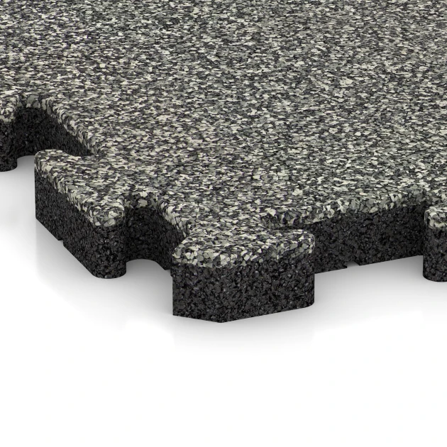 Detailaufnahme der Randausprägung von WARCO-Produkt 4118, Rubber sportvloer, Format 50 x 50 x 4 cm | 0,25 m², Farbe Grijs graniet.