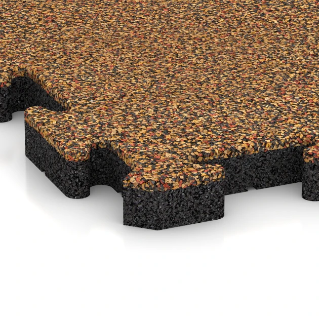 Detailaufnahme der Randausprägung von WARCO-Produkt 2852, Fallschutz-Puzzlematte, Format 50 x 50 x 4 cm | 0,25 m², Farbe Terra Cotta.