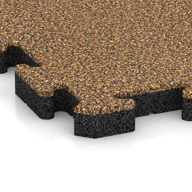 Detailaufnahme der Randausprägung von WARCO-Produkt 4028, Hunde-Sportboden HD, Format 500 x 500 x 40 mm, Farbe Rattan Lounge.