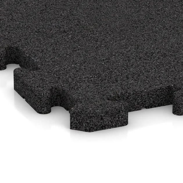 Detailaufnahme der Randausprägung von WARCO-Produkt 3330, Fitness-Bodenschutzmatte HD, Format 1000 x 1000 x 30 mm, Farbe Anthrazit.