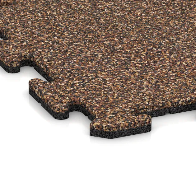 Detailaufnahme der Randausprägung von WARCO-Produkt 4214, Sportboden‑Platte 1,8 cm, Format 500 x 500 x 18 mm, Farbe Bast & Borke.