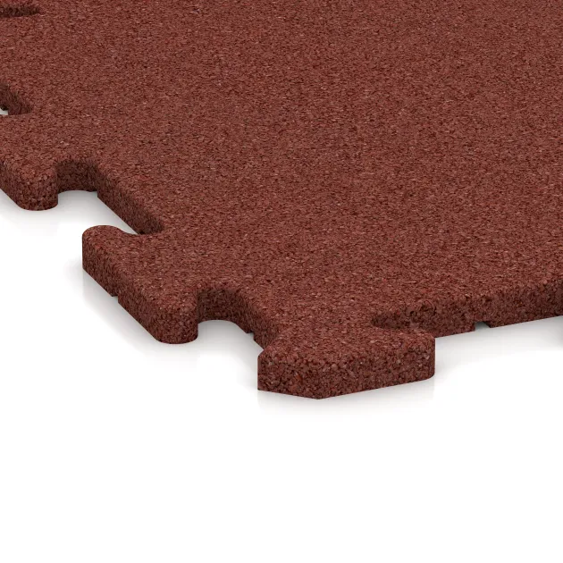 La vue détaillée sur les bords du produit WARCO 0189, Tapis de fitness 18 mm, au format 500 x 500 x 18 mm, en couleur Rouge brique.