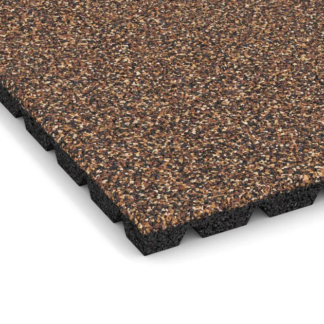 La vue détaillée sur les bords du produit WARCO 5332, Dalle amortissante, au format 500 x 500 x 30 mm, en couleur Café au lait.