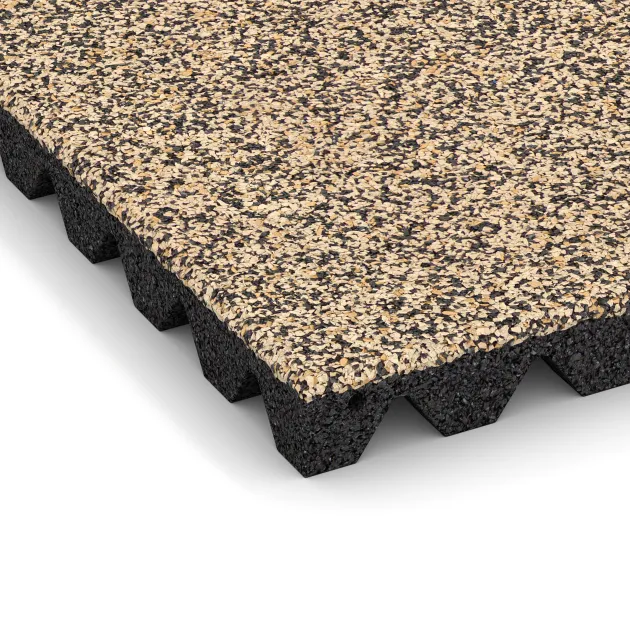 Detailaufnahme der Randausprägung von WARCO-Produkt 0648, Valtegel, Format 500 x 500 x 45 mm, Farbe Travertin.