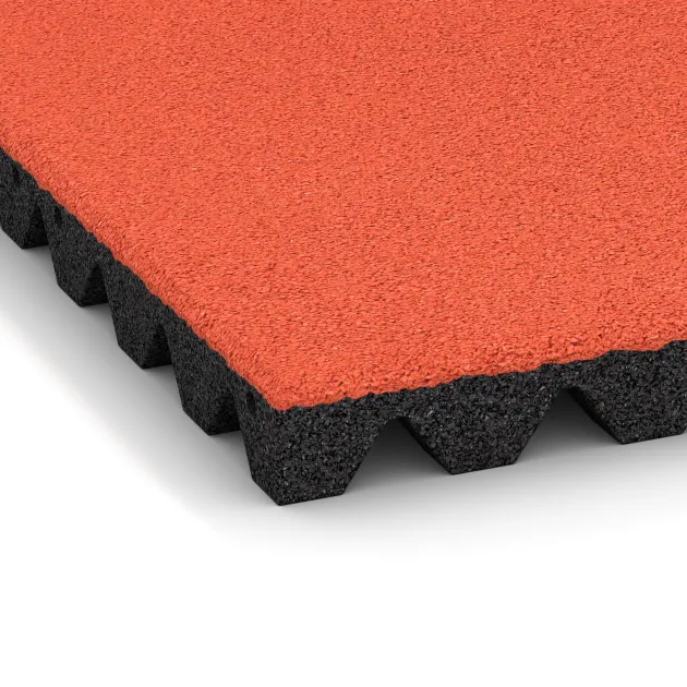 Detailaufnahme der Randausprägung von WARCO-Produkt 0638, Valtegel, Format 500 x 500 x 45 mm, Farbe Felrood-Oranje.