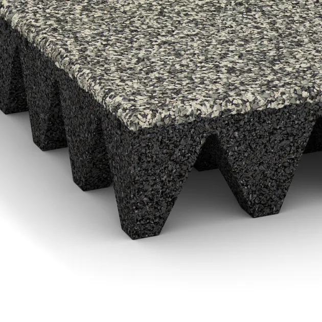 Detailaufnahme der Randausprägung von WARCO-Produkt 3706, Valtegel, Format 500 x 500 x 100 mm, Farbe Lichtgrijs Graniet.