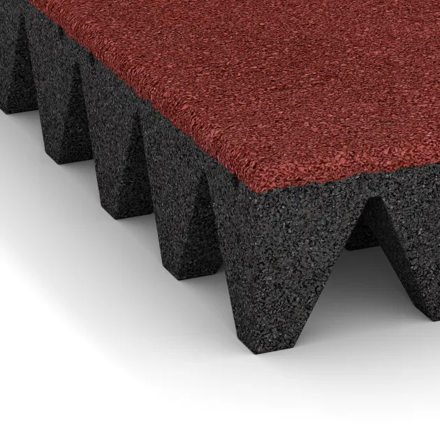 Detailaufnahme der Randausprägung von WARCO-Produkt 0734, Valtegel, Format 500 x 500 x 100 mm, Farbe Koraalrood.