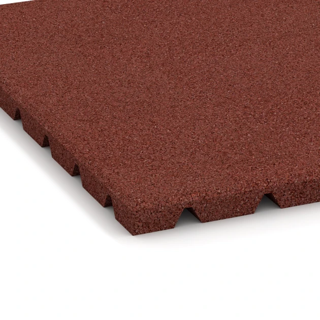 La vue détaillée sur les bords du produit WARCO 0533, Carrelage extérieur, au format 50 × 50 × 2,5 cm, en couleur Rouge brique.