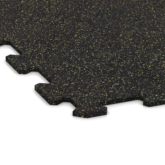 Detailaufnahme der Randausprägung von WARCO-Produkt 1063, Fitnessvloer Compact, Format 970 x 970 x 8 mm | 0,94 m, Farbe Licht Geel Gesprenkelde.