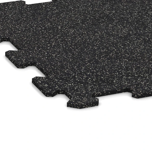 La vue détaillée sur les bords du produit WARCO 0920, Sol de Fitness Compact, au format 485 x 485 x 8 mm | 0,235 m², en couleur Gris doux moucheté.