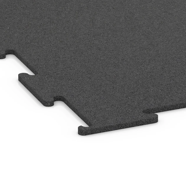 Detailaufnahme der Randausprägung von WARCO-Produkt 6449, Fitnessboden Kompakt, Format 100 × 100 × 0,8 cm, Farbe Anthrazit.
