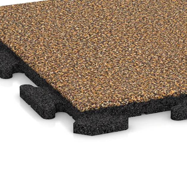 Detailaufnahme der Randausprägung von WARCO-Produkt 1153, Terrassenplatte Classic, Format 500 x 500 x 30 mm, Farbe Rattan Lounge.