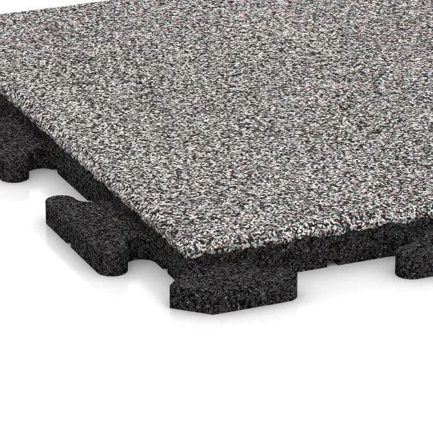 Detailaufnahme der Randausprägung von WARCO-Produkt 4616, Terrassenplatte Classic, Format 500 x 500 x 30 mm, Farbe Grau Melange.