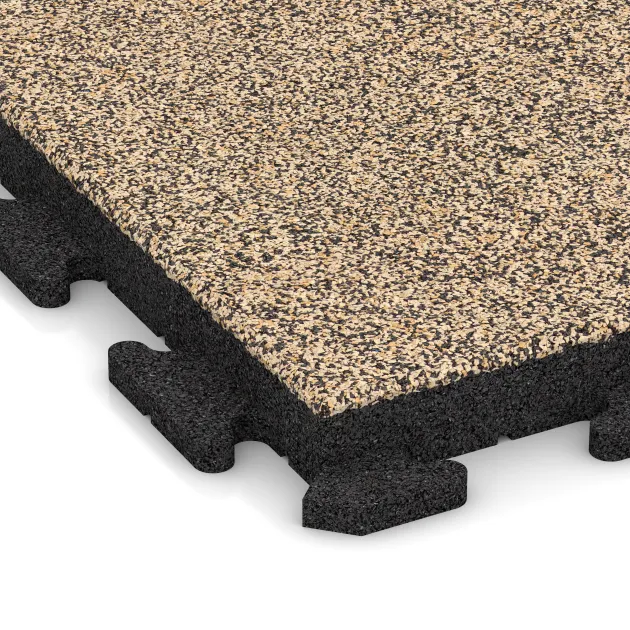 Detailaufnahme der Randausprägung von WARCO-Produkt 1416, Terrassenplatte Classic, Format 500 x 500 x 50 mm, Farbe Travertin.