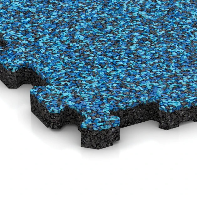 Detailaufnahme der Randausprägung von WARCO-Produkt 3726, Fitnessmatte Premium 2 cm, Format 30,6 x 30,6 x 2 cm | 0,094 m², Farbe Atlantik.