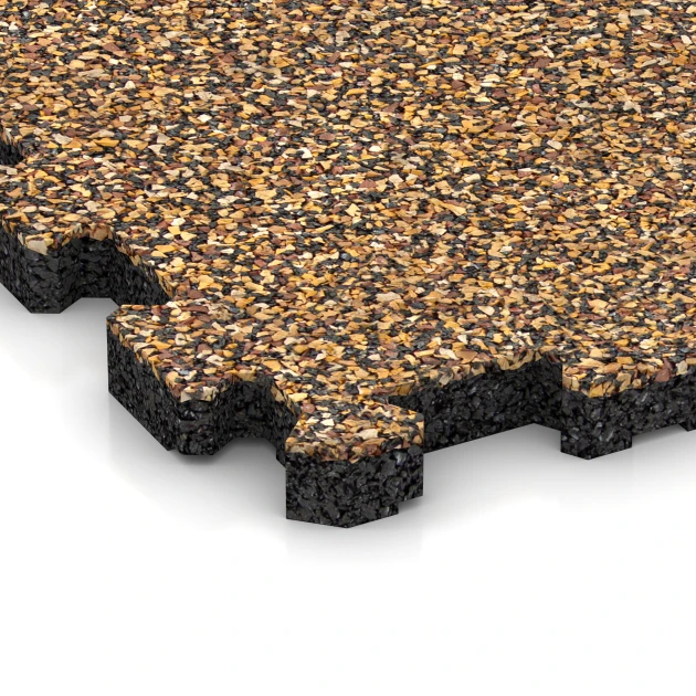 Detailaufnahme der Randausprägung von WARCO-Produkt 5749, Messeboden-Klickfliese, Format 30,6 x 30,6 x 2 cm | 0,094 m², Farbe Rattan Lounge.