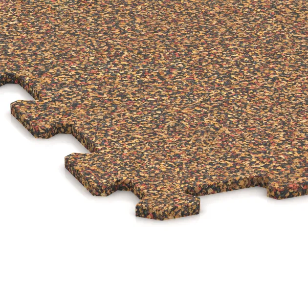 Detailaufnahme der Randausprägung von WARCO-Produkt 1023, Fitnessvloer Compact, Format 970 x 970 x 8 mm, Farbe Terra Cotta.