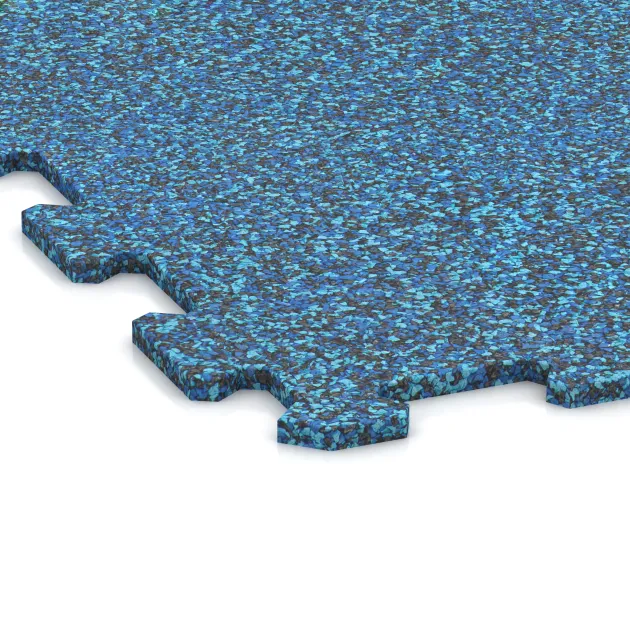 Detailaufnahme der Randausprägung von WARCO-Produkt 1029, Fitnessvloer Compact, Format 970 x 970 x 8 mm, Farbe Atlantisch.