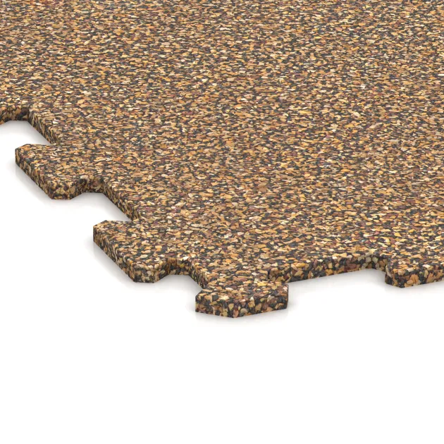 Detailaufnahme der Randausprägung von WARCO-Produkt 1032, Fitnessvloer Compact, Format 970 x 970 x 8 mm, Farbe Rattan Lounge.