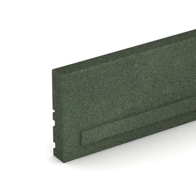 Detailaufnahme der Randausprägung von WARCO-Produkt 3786, Rubberen boordsteen, Format 100 × 5 × 25 cm, Farbe Grasgroen.