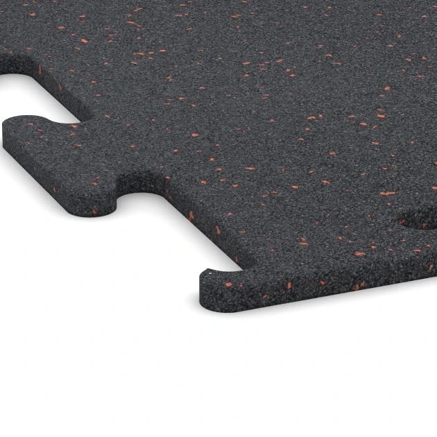 La vue détaillée sur les bords du produit WARCO 3757, Fitness Performance Elite Revêtement Sportif, au format 100 x 100 x 1,5 cm | 1,00 m², en couleur Rouge doux moucheté.