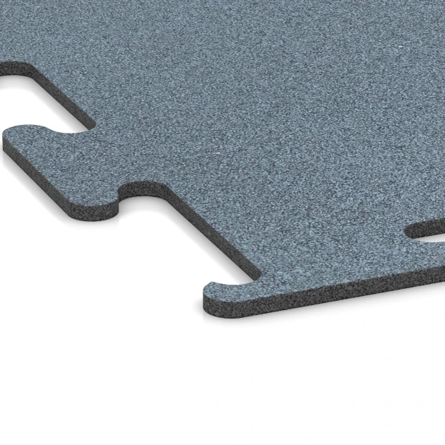 Detailaufnahme der Randausprägung von WARCO-Produkt 6164, Fitness Performance Elite Trainingsboden, Format 50 x 50 x 1 cm | 0,25 m², Farbe Altsilber.