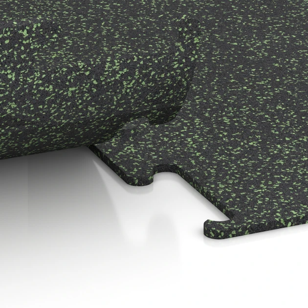 La vue détaillée sur les bords du produit WARCO 3767, Fitness Performance Elite Revêtement Sportif, au format 50 x 50 x 1 cm | 0,25 m², en couleur Vert doux moucheté.